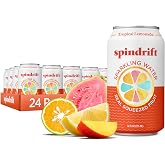 Spindrift Sparkling Water, Tropical Lemonade Flavored, Made with Real Squeezed Fruit, 12 Fl OZ Cans, Pack of 24 (Only 13 Calories per Can)