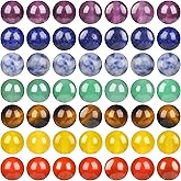 7 Chakra Natural Stone Beads 10mm 100pcs Round Crystal Beads Loose Gemstone Multi Color Mixed with Crystal Stretch Cord for DIY Bracelet Necklace Earrings Jewelry Making (7-Chakra, 10MM)