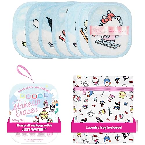 The Original MakeUp Eraser, 7-Day Set, Erase All Makeup With Just Water, Including Waterproof Mascara, Eyeliner, Foundation, Lipstick, Sunscreen, and More! Hello Kitty Skiing, 7ct.