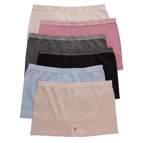 Hanes Women's ComfortFlex Fit Seamless Panties, Moisture Wicking Underwear, Soft and Smooth, 6 count, Boyshort, Random Assortment, Large