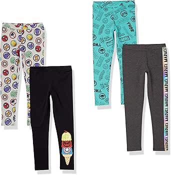 Spotted Zebra Disney | Marvel | Star Wars | Frozen | Princess Girls and Toddlers' Leggings, Pack of 4