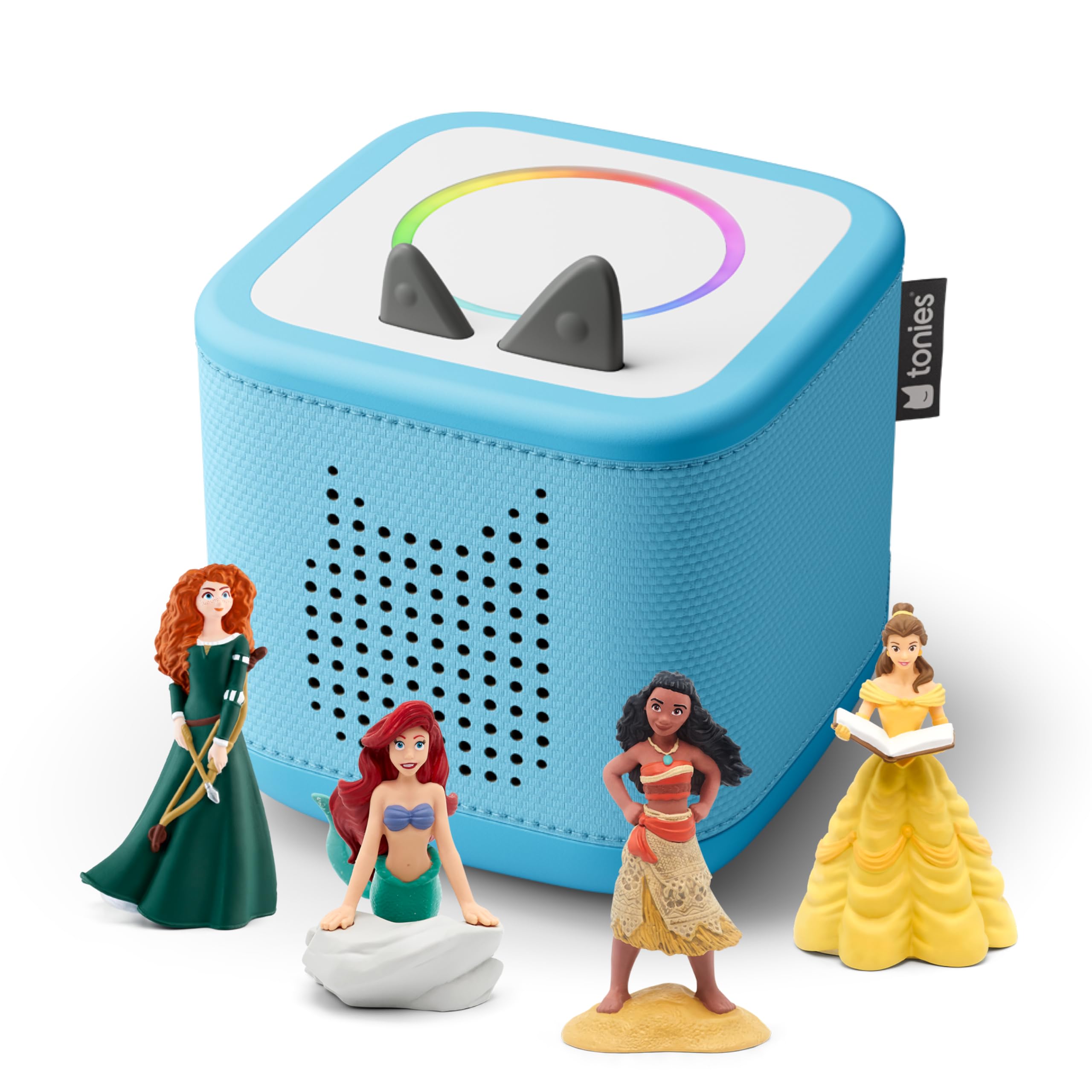 Toniebox 2 Audio Player Disney Princess Bundle for Kids 3+ with Ariel, Moana, Merida, and Belle - Sky Blue