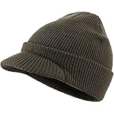 Home Prefer Mens Wool Blend Winter Hat Double-Layer Warm Knit Pre-Curve Visor Beanie Brimmed Beanies Hat for Men Women