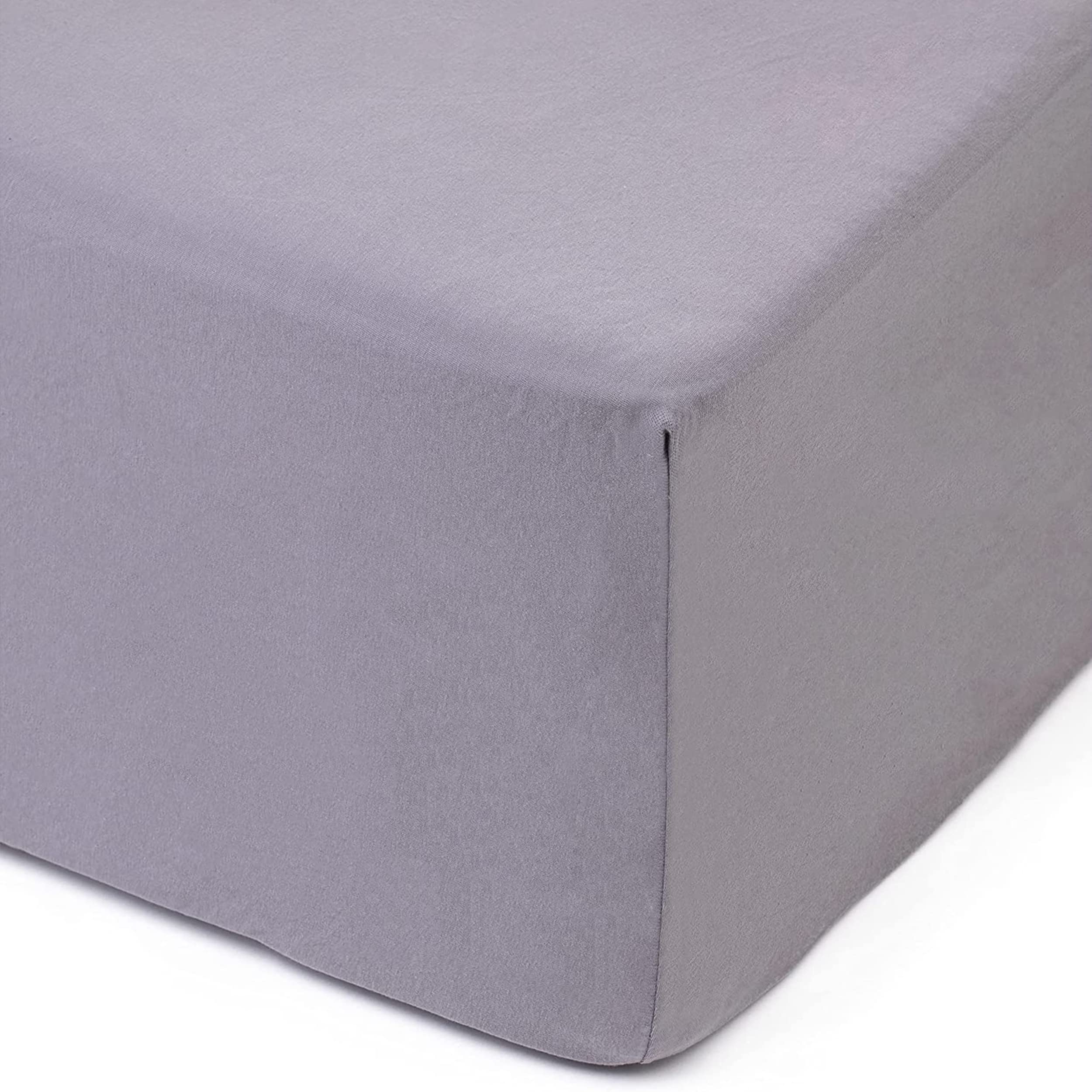 Amago - Fitted Sheet, 50 cm Pocket, 100 Percent Cotton, 200 x 200 cm - Silver