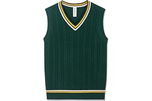 BOBOYOYO Boys Sweater Vest Unisex Cable Knit 100% Cotton Toddler Uniform Vest for Little Big Childrens Kids Teenage Girls