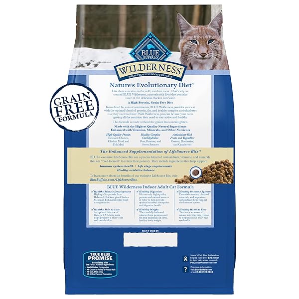 BLUE BUFFALO WILDERNESS NATURE’S EVOLUTIONARY DIET HIGH-PROTEIN, GRAIN-FREE NATURAL DRY FOOD FOR ADULT CATS, CHICKEN, 11-LB. BAG