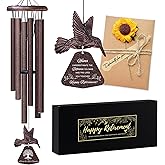 Retirement Gift Wind Chime with Hummingbird, 32" Wind Chimes with Sunflower Greeting Card Happy Retirement Gifts for Women Men Colleague Boss Teachers Friends, Going Away Gifts for Coworker