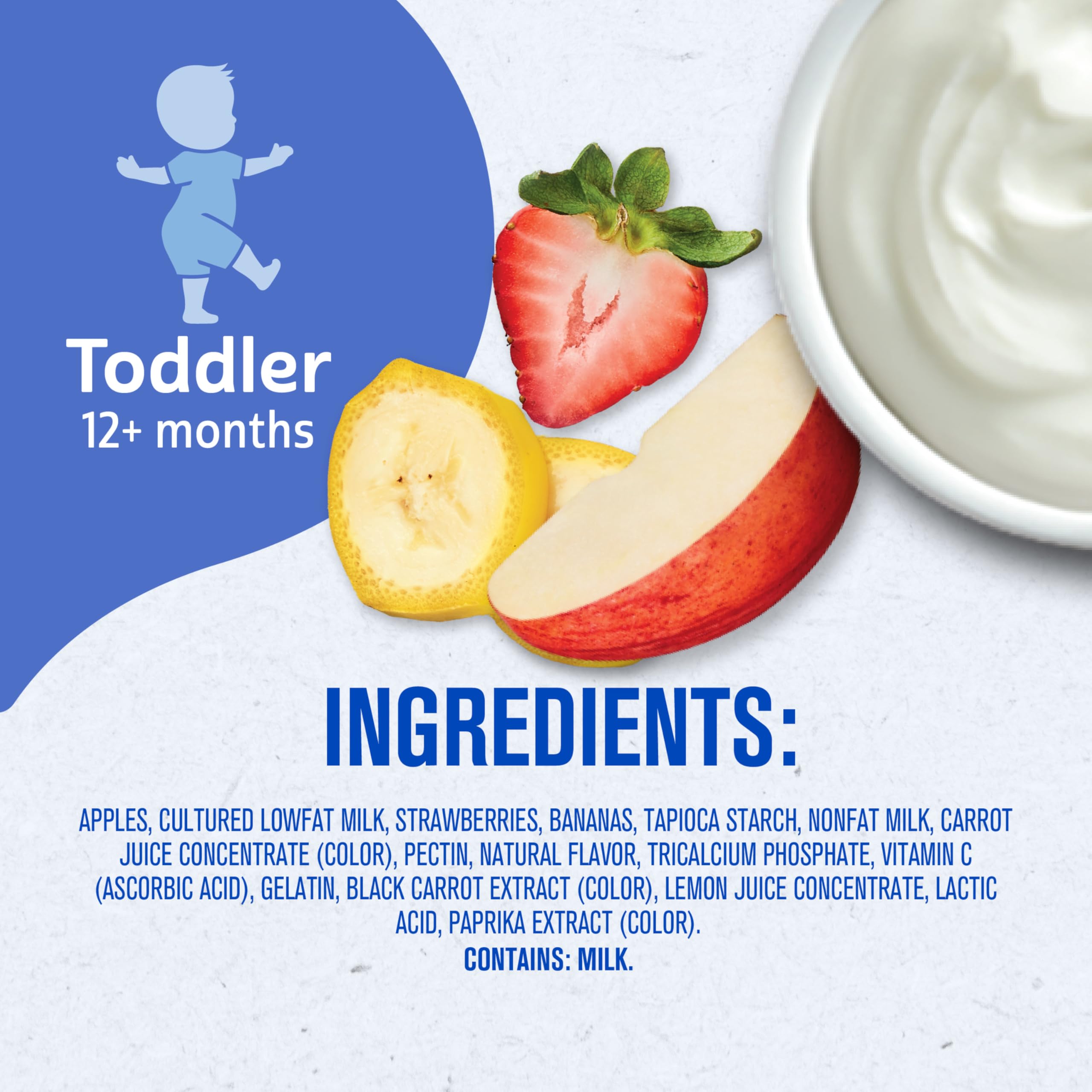 Gerber Toddler Food, Strawberry Banana, Fruit Puree and Yogurt Pouch. No Added Sweeteners, 12PK