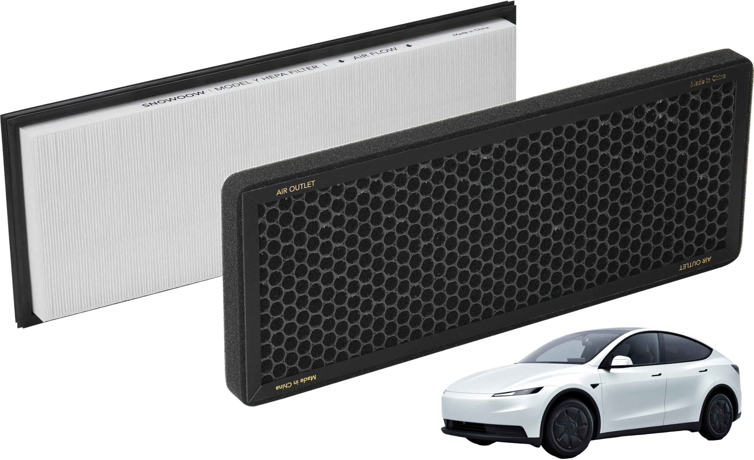 Tesla Model Y Front Trunk HEPA Carbon Air Filters Kit - (2x HEPA filters and 2x Carbon filters per package) - 4 packs per package with installation tools Image
