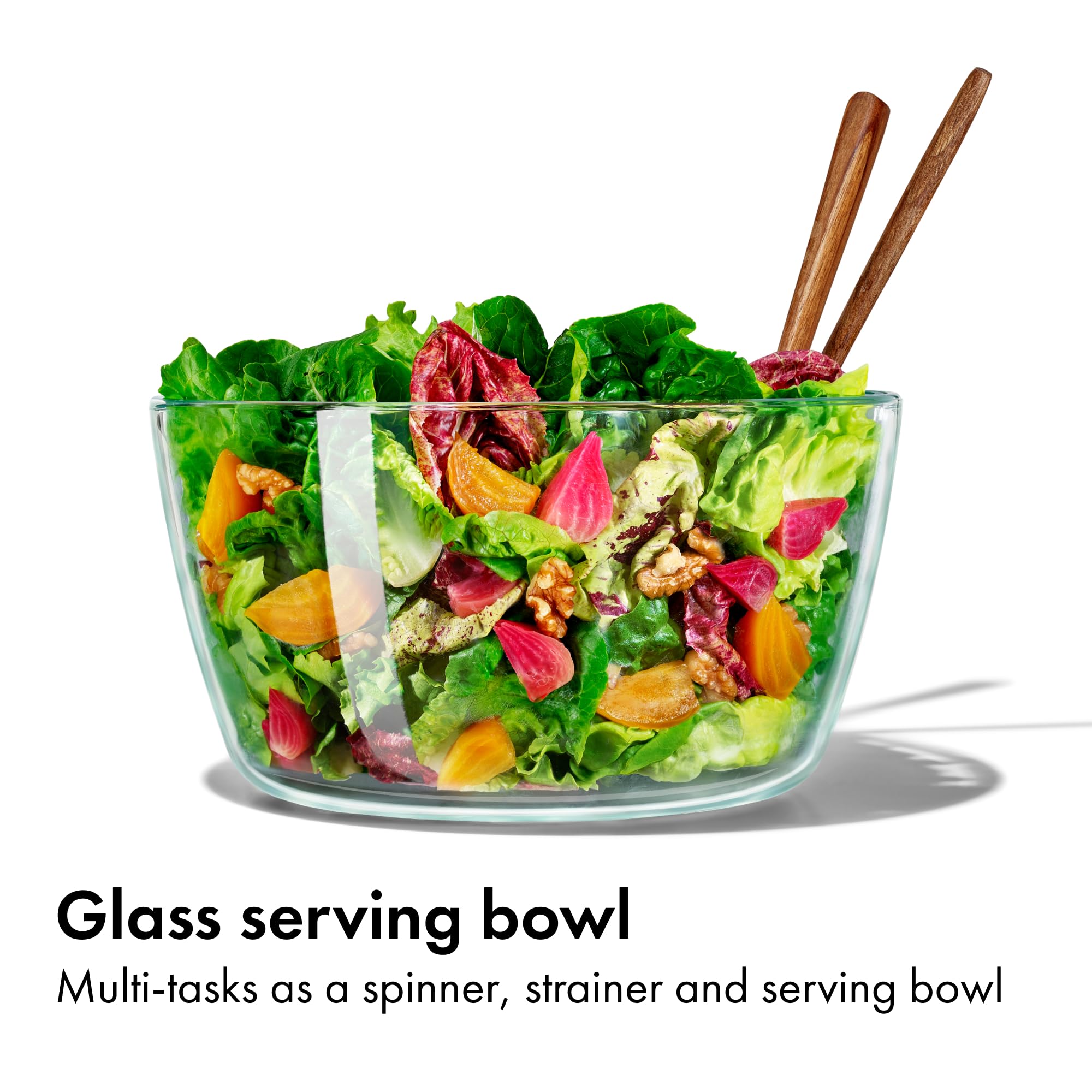 OXO Good Grips Glass Salad Spinner - Large 6.22-Qt Lettuce & Fruit Washer, Borosilicate Glass Bowl, BPA-Free, Easy Pump