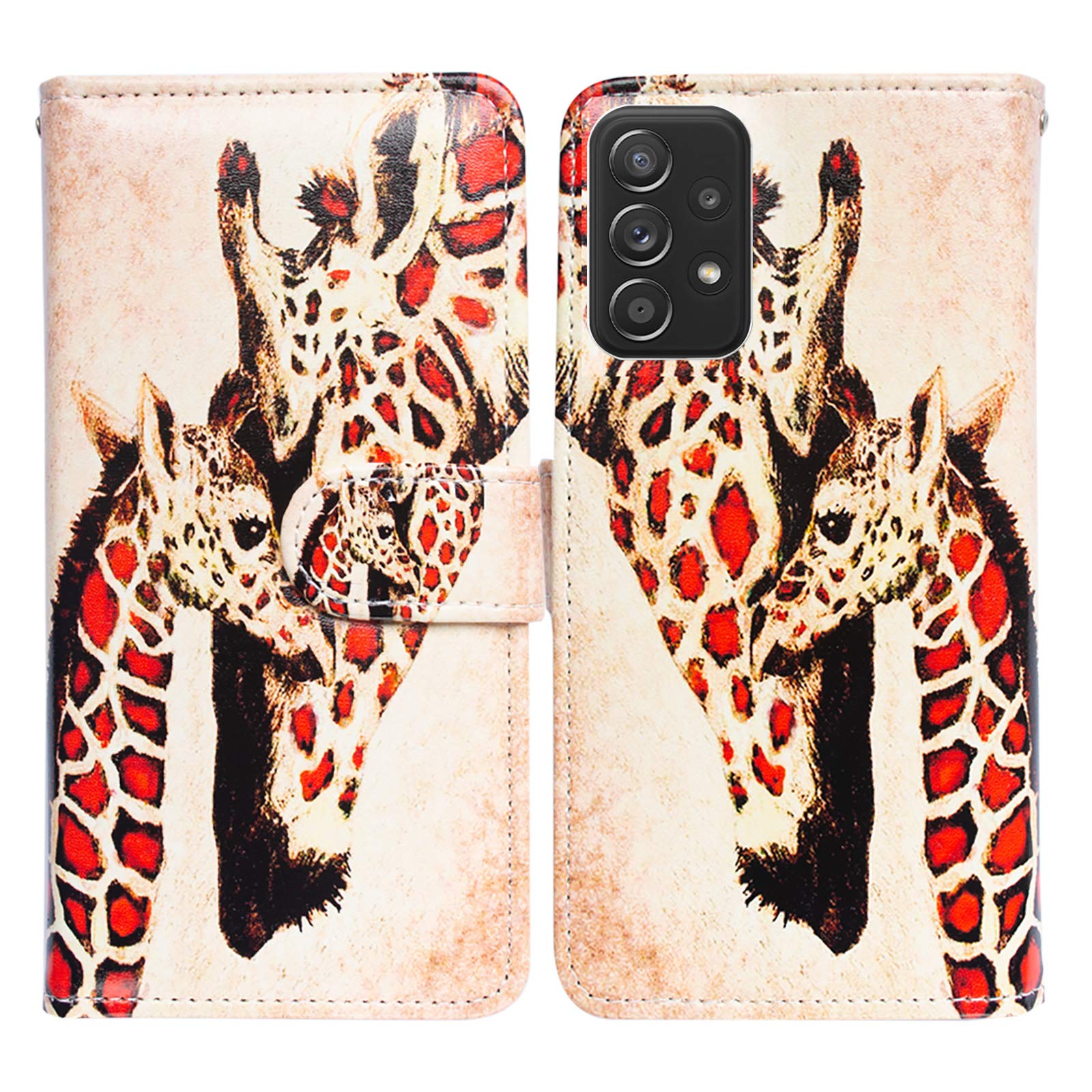 Bcov Galaxy A52 5G Case,Galaxy A52s 5G Case, Giraffe Mother Baby Leather Flip Phone Case Wallet Cover with Card Slot Holder Kickstand For Samsung Galaxy A52 5G 2021
