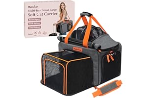 Meowker Large Cat Pet Carrier Soft Backpack Airline Approved, Foldable Travel Bag for Small Kittens Medium Cats Up to 13 Lbs,