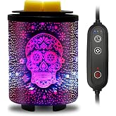 Maromamix Electric Wax Melt Warmer with Timer (2/4/8H), 7-Color Changing LED, Removable Silicone Dish, PTC Safe Heating - 3D Glass Design for Home, Office Décor, Gifts for Mom
