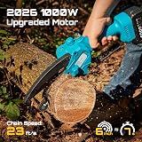 Seesii Mini Cordless Chainsaw 6 Inch 2x4000mAh Batteries Battery Powered view 2