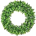 Lvydec Artificial Green Leaves Wreath - 20" Large Boxwood Wreath for Front Door Wall Window Farmhouse Decoration