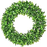 Lvydec Artificial Green Leaves Wreath - 20" Large Boxwood Wreath for Front Door Wall Window Farmhouse Decoration
