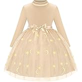 Luckrizyy Girls Dress Velvet Long Sleeve Tutu Dress Kids Sparkly Sequin Tulle Holiday Party Casual Princess Dresses 3-8Y