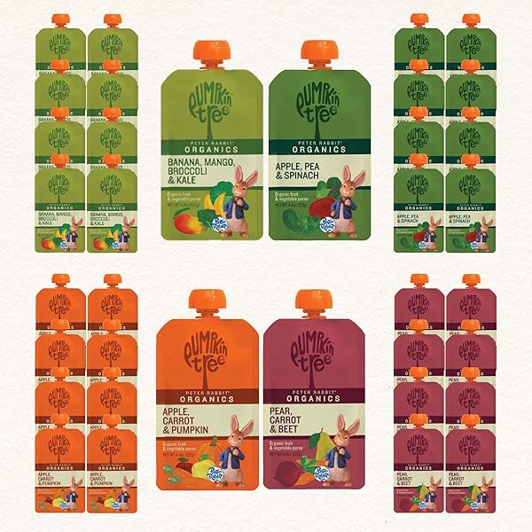 PETER RABBIT ORGANICS FRUIT & VEGETABLE VARIETY PACK – SQUEEZABLE SNACK POUCHES, 4 OZ. (PACK OF 36)