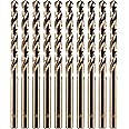amoolo 1/4" Cobalt Drill Bit (10 Pcs), M35 HSS Metal Drill Bits Set for Hard Metal, Stainless Steel, Cast Iron Box of 10