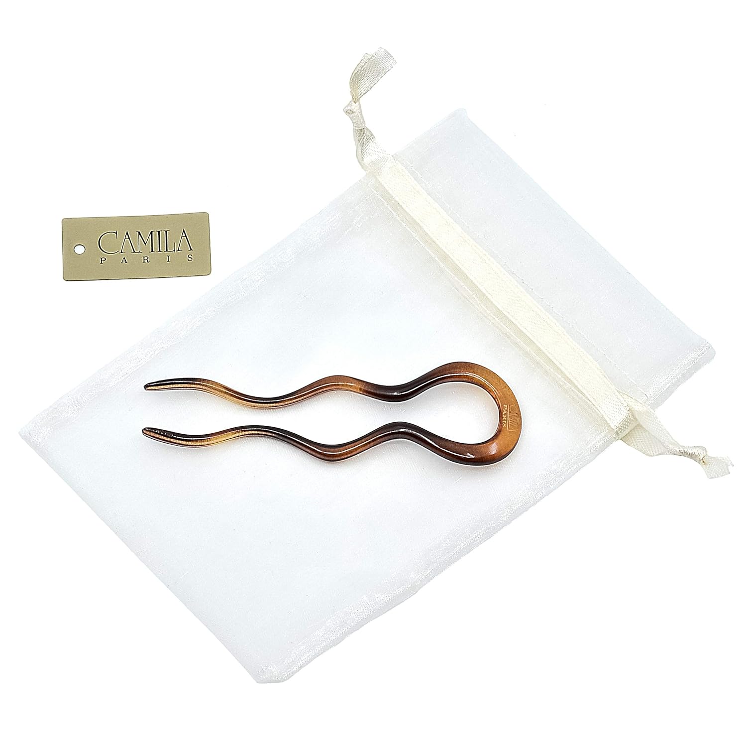 Camila Paris French Twist Stick Clip Pins, Large Wavy Hair Pins for Girls Spiral Updo, Fashion Flexible Durable and Styling Hair Accessories for Women, Made in France with Cellulose (4") : Beauty