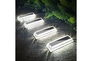 Lacasa Solar Driveway Lights Outdoor 4 Pack, LED Deck Dock Marine Waterproof Driveway Marker Lights for Step Sidewalk Stair Garden Pathway Walkway Yard, Cool White