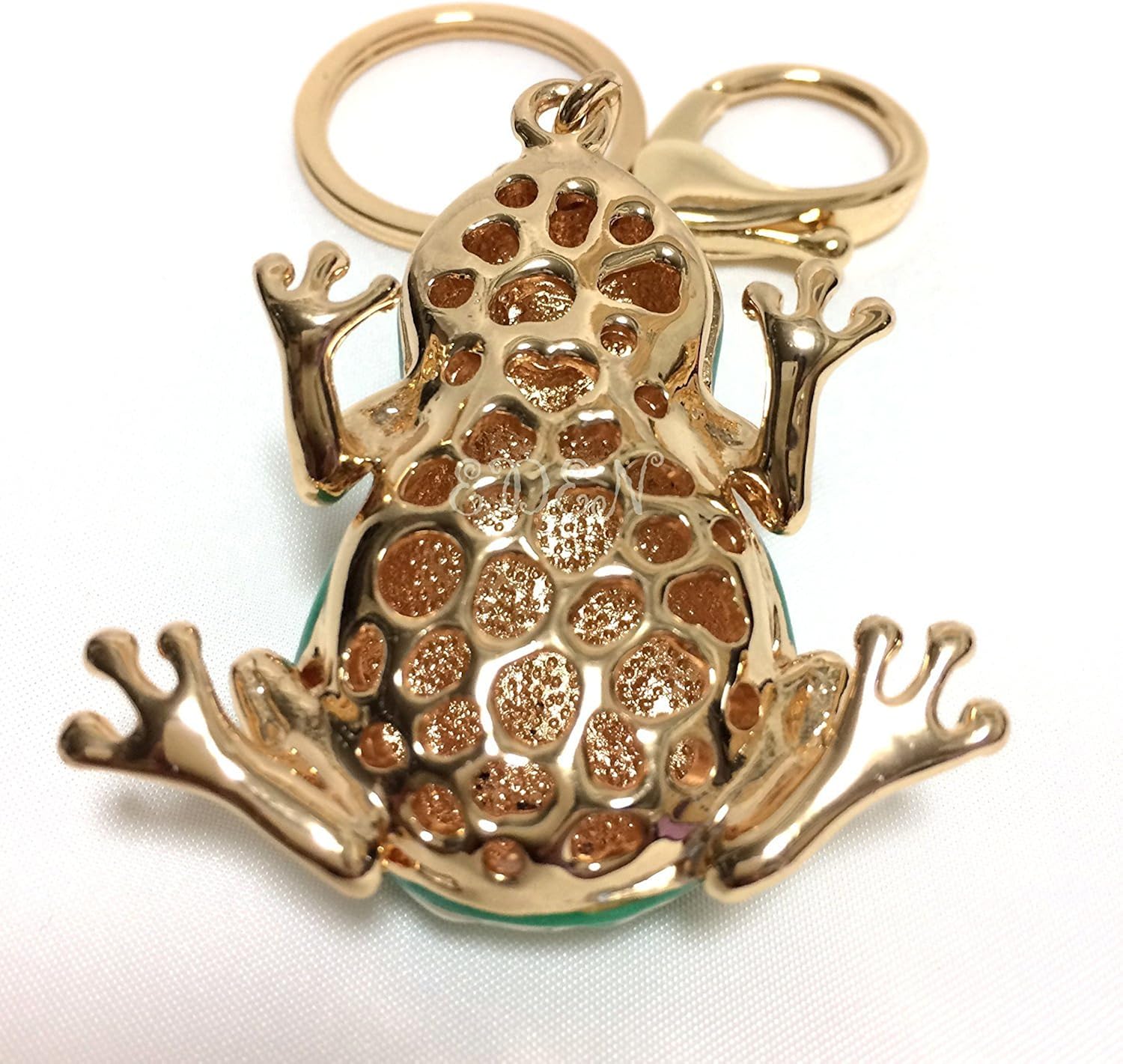 EQLEF Creative Frog Keyring Cute Green Frog Keychain Funny Metal Frog Key Ring with White Stripes for Boyfriend Girlfriend Lover Gift Decoration Pendant - Image 5