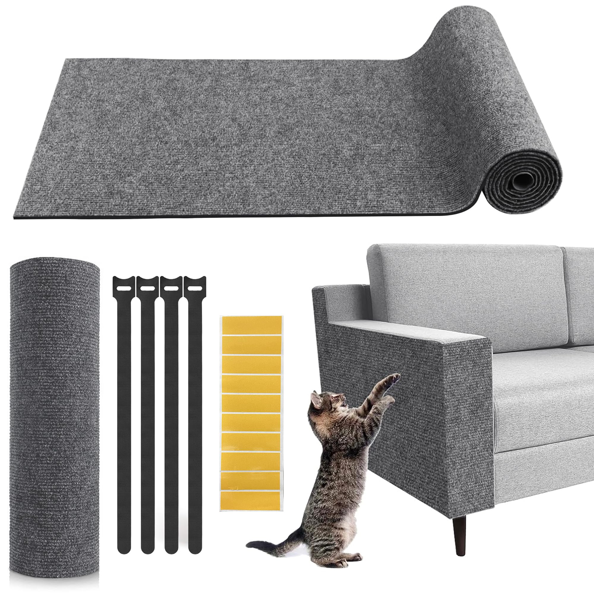Photo 1 of ?Super Sticky? Cat Scratch Furniture Protector Self Adhesive Scratching Mat Couch Protector from Cat Claws Furniture Protectors from Scratching Pad Carpet Anti Cat Scratcher Deterren Sticky Wall Mat