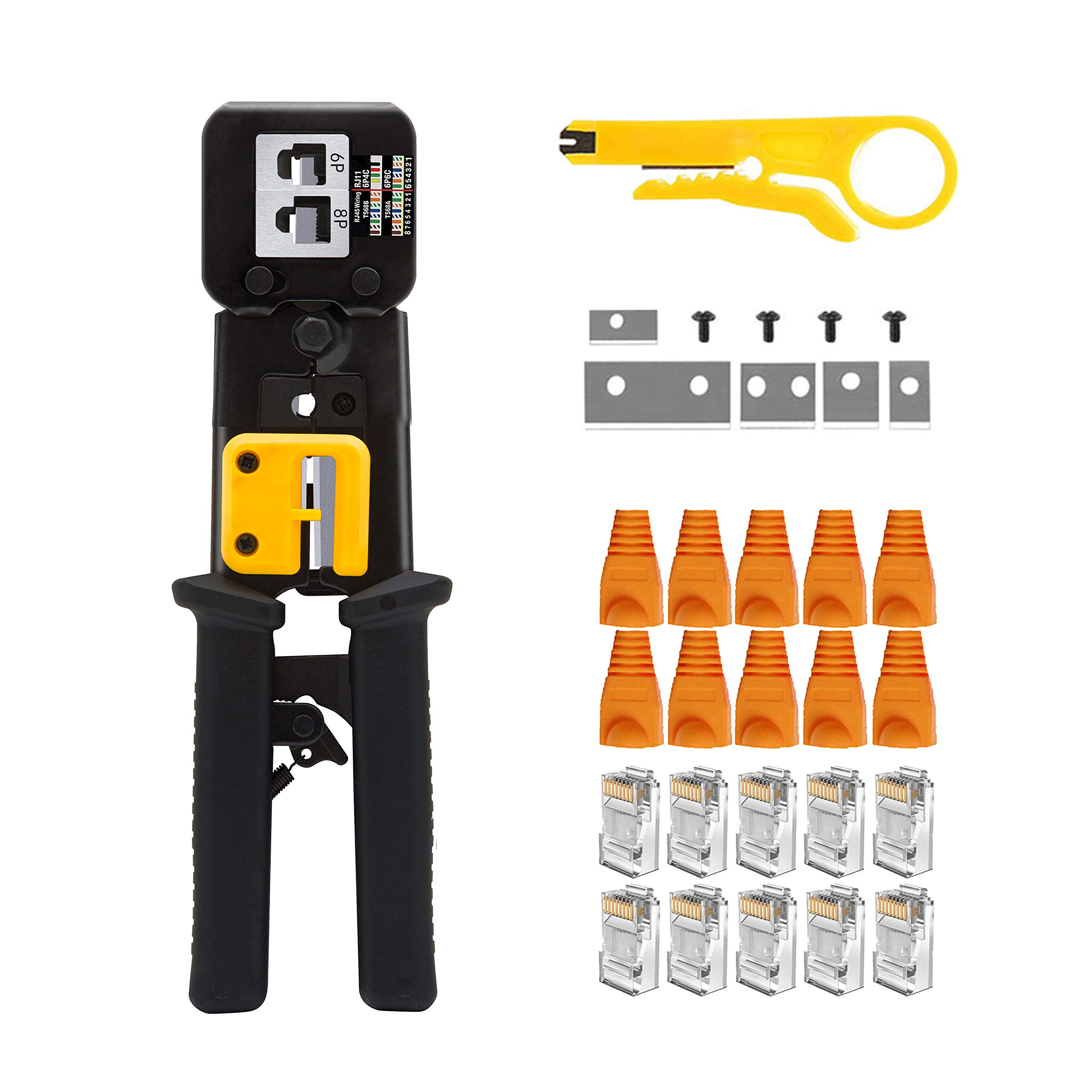 MAYLINE RJ45 Crimping Tool Set Cat5 Cat5e Cat6 Network Crimp Tool Kit, Ethernet Crimper Network Tool for Pass-Through and Legacy Connector(Black) — image 1
