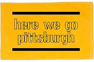 BeeGeeTees Here We Go Pittsburgh Black and Gold Hand Towel Football Fan Towel