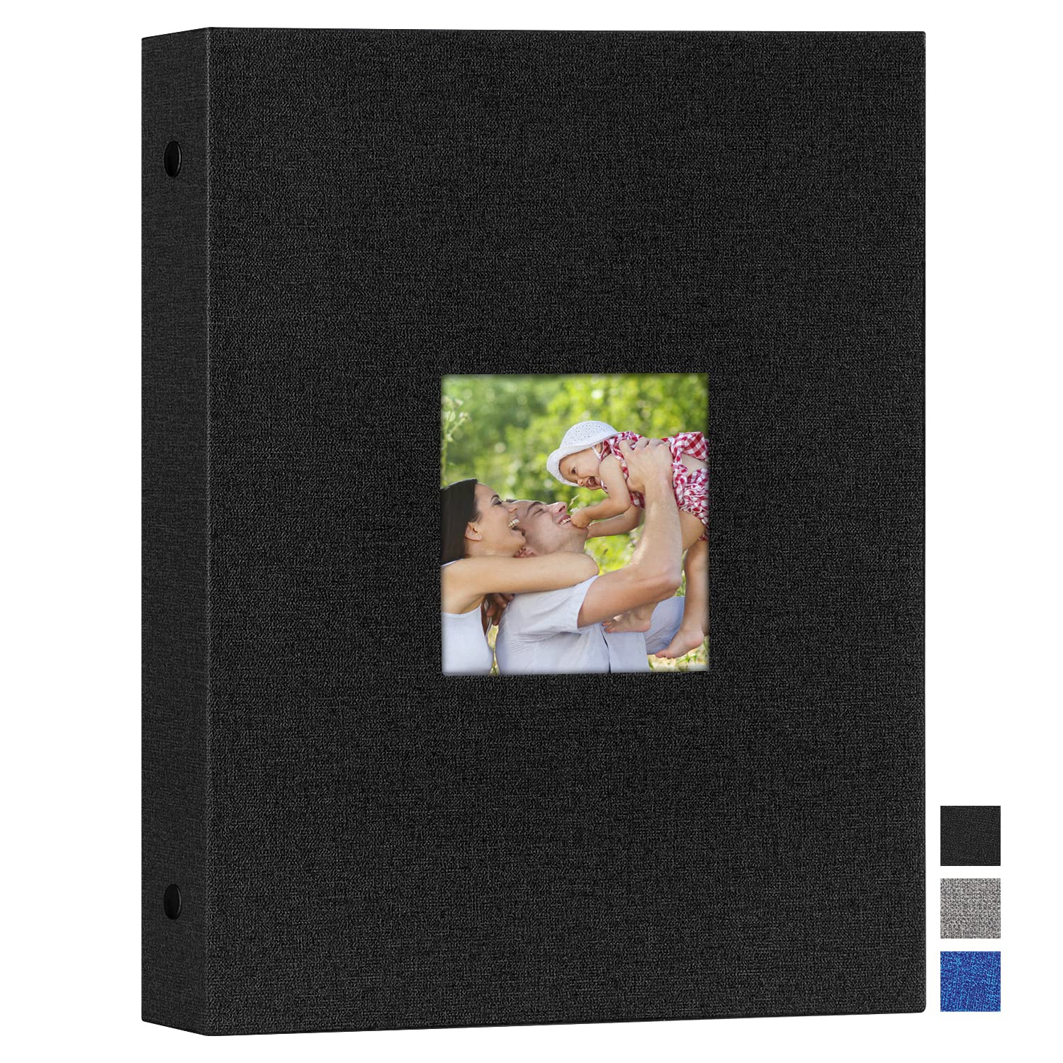 Benjia Photo Album A4 Portrati 100 Pocket, Linen Slip in Top Loading Photo Ablums holds 100 Vertical A4 Pictures Black