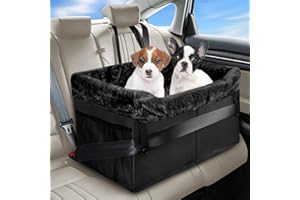 Lingusta Dog Booster Car Seat for Medium Dog,Washable Removable Pet Travel Safety Pet Car Seat with Storage Pockets, Safety L