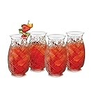 Libbey 4 Piece Modern Bar Tiki Pineapple Glass Set, Clear