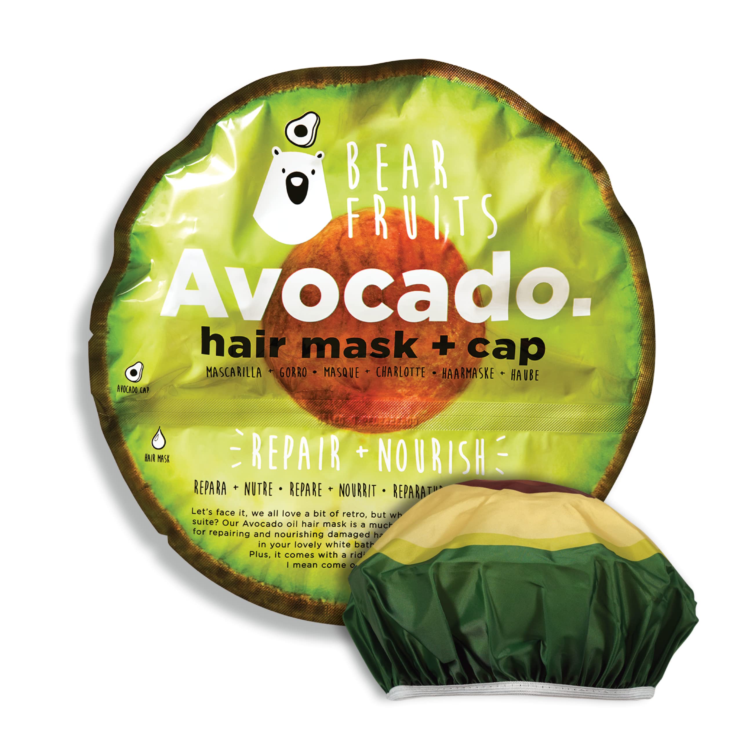 Bear Fruits, Avocado, & Nourish, Hair Mask + Shower Cap, 20 ml