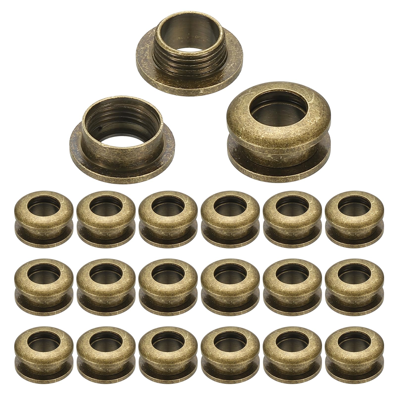 PATIKIL 7mm(2/7 inch) Solid Brass Hole Eyelets, 20 Pcs Arc Surface Self Backing Grommets with Washer for Shoes Clothes Crafts Bag Leather Craft, Bronze โ image 1