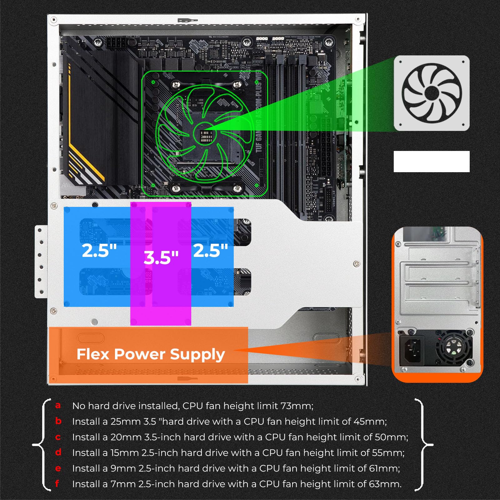 mATX (Mini ITX) PC Case,Micro ATX PC Case,Mini Tower Small Form Factor,0.8mm Thickness SPCC Material,Suitable for MicroATX(244mm x 244mm)/Mini ITX(170 * 170mm) Motherboards