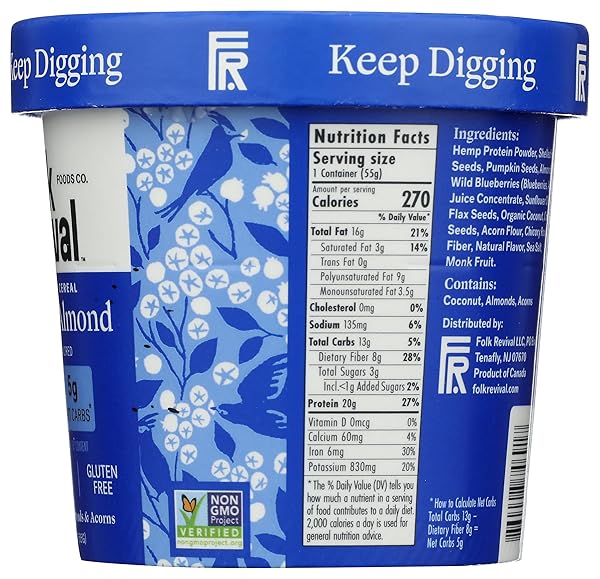 FOLK REVIVAL, CEREAL CUP GRAIN FREE BLUEBERRY ALMOND, 1.94 OUNCE