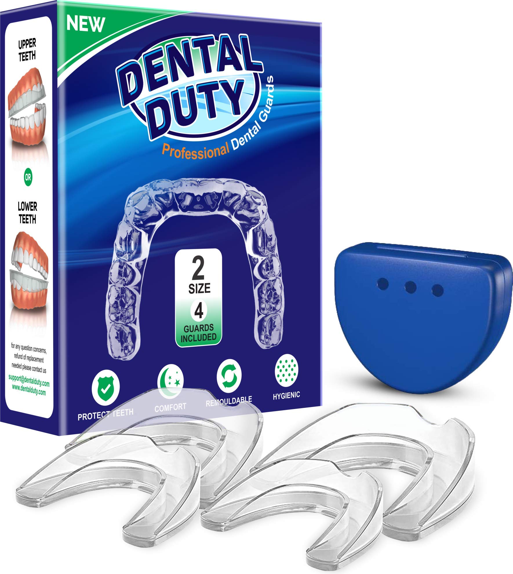 Professional Mouth Guard for Grinding Teeth, 2 Sizes, 4 Pieces