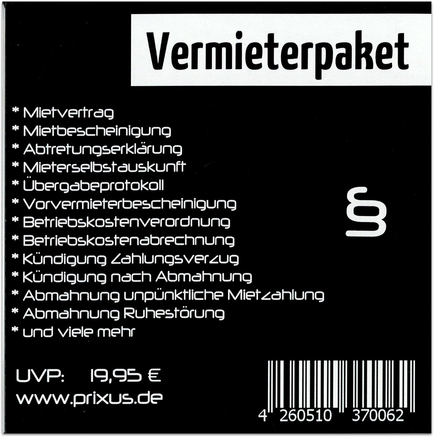 PRIXUS: Premium Vermieterpaket - Alle Dokumente die Sie als Vermieter benötigen auf einer CD. Inkl. kostenlose Updates!
