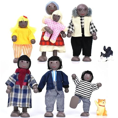 Jzszera Wooden Dollhouse People of Pcs Family Figures with