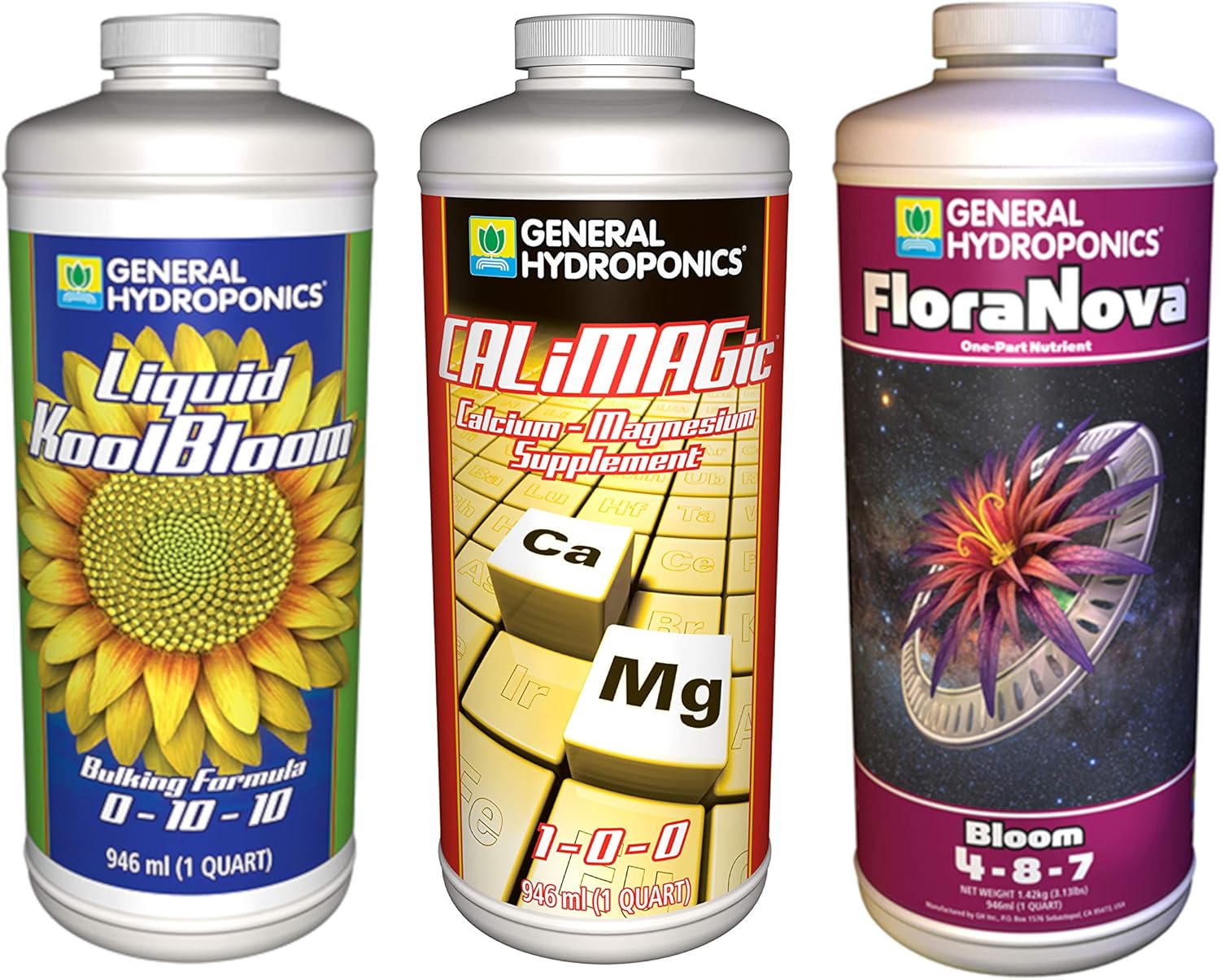 Amazon Com General Hydroponics Glcmbx0026 Floranova Bloom Liquid Koolbloom And Calimagic Quart Combo Garden Outdoor