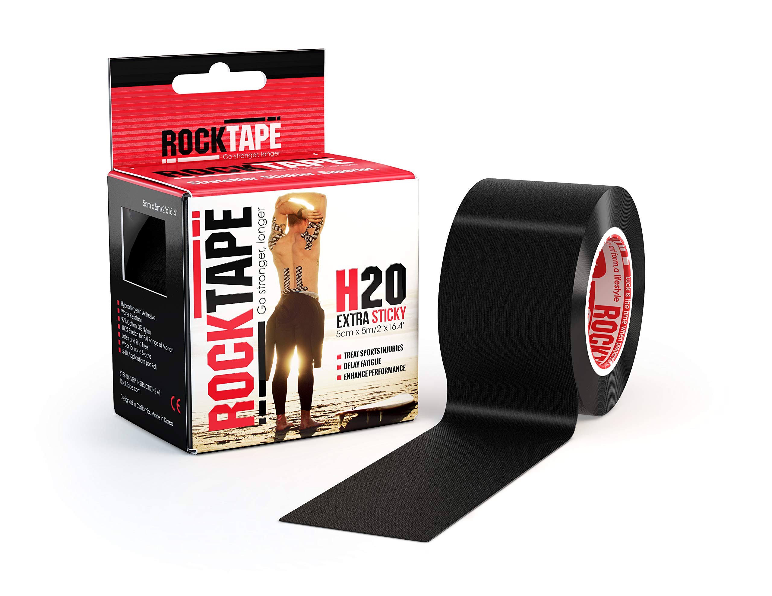RockTape H2O Black Kinesiology Tape (5cm x 5m) - SS26