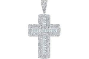 TISHAVI White Gold Plated 925 Silver 0.95-3.50 Cts Moissanite Pendant For Women Men Brilliant Round Cut Iced Out D Color VVS1 Clarity Lab Created Diamond Pendant For Her Him