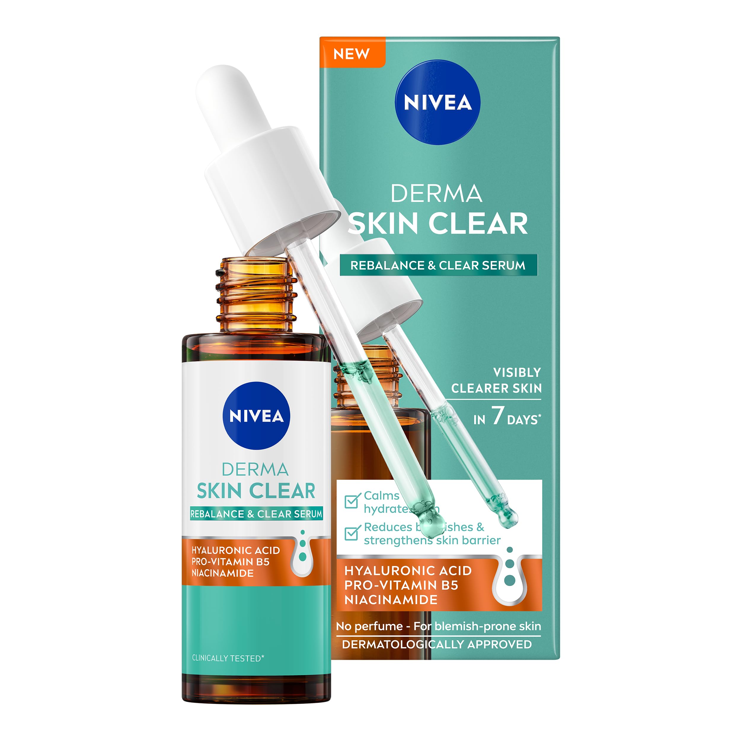 NIVEA Derma Skin Clear Serum (30ml), Specially-Formulated Skin Serum for A Clear and Balanced Complexion, Facial Serum Enriched with Niacinamide