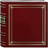 Pioneer Photo Albums 200-Pocket Ring Bound Red Bonded Leather with Gold Accents Cover Photo Album for 4 x 6-Inch Prints