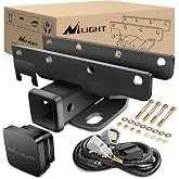 Nilight - JK-61A 2" inch Rear Bumper Tow Trailer Hitch Receiver Kit, Compatible for 2007-2018 Jeep Wrangler JK 4 Door &amp; 2 Unlimited, w/4-Pin Wiring Harness (Exclude JL Models)