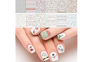 Adurself 1000+ Patterns Christmas Nail Art Decals Xmas 3D Nail Self-Adhesive Stickers Santa Claus Reindeer Snowflakes Snowmen Christmas bells for Women Girls Kids DIY Nail Design Manicure
