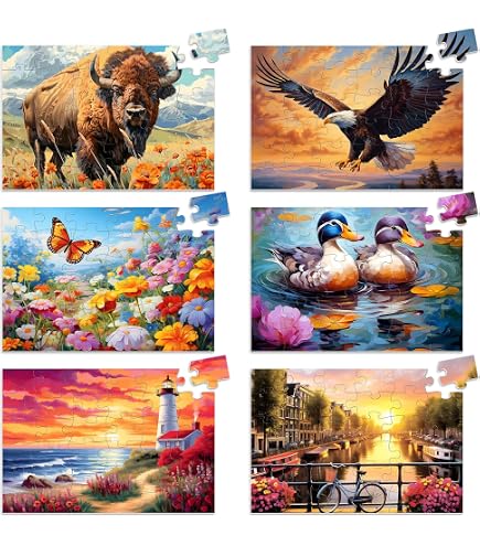 4-Pack 36-Piece Large Piece Jigsaw Puzzles For Seniors - Dementia & Alzheimer's Activity