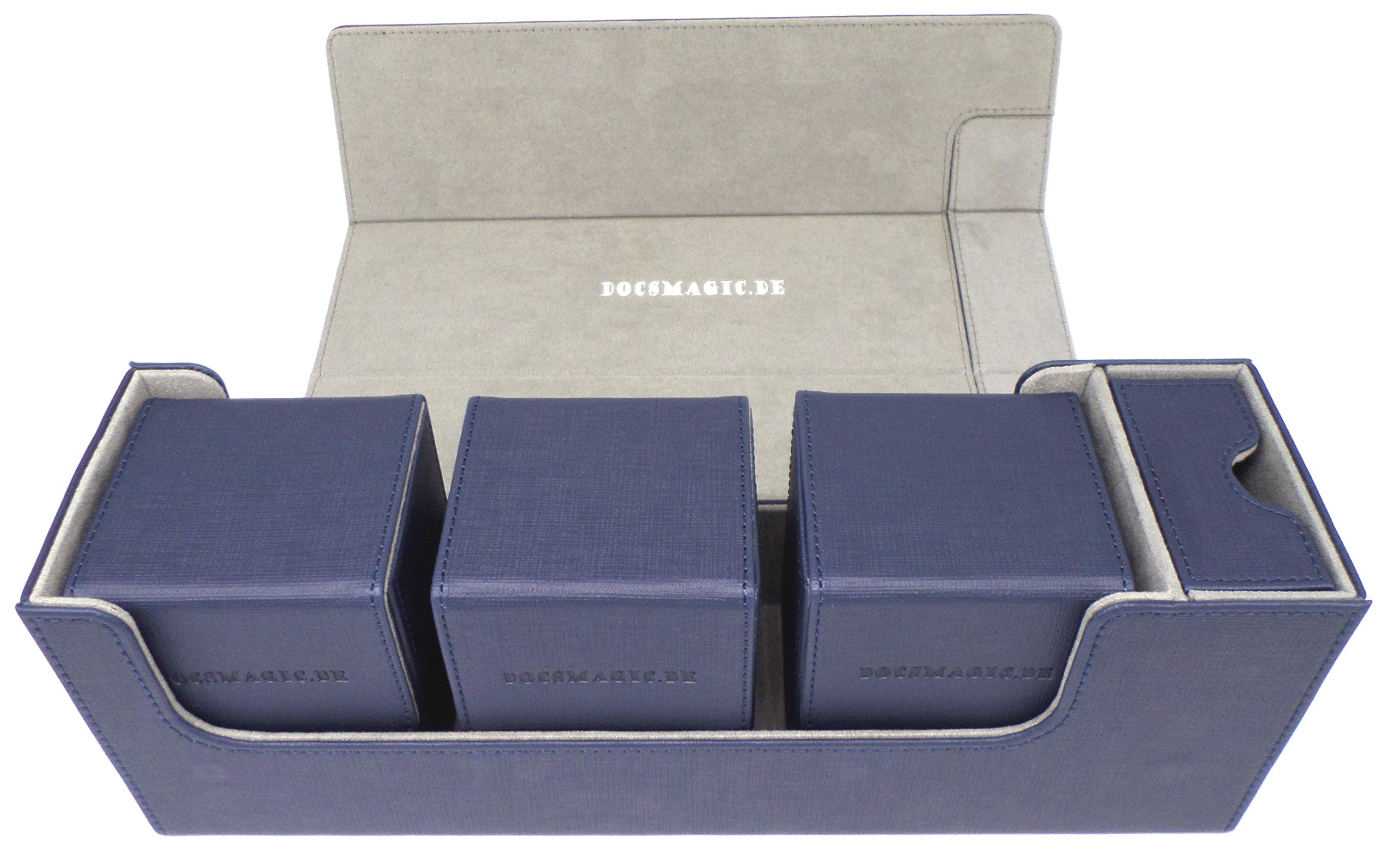 docsmagic.de Premium Magnetic Tray Long Box Dark Blue Medium + 3 Flip Boxes