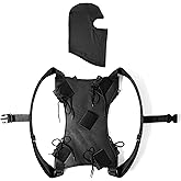 Sword Back Holster with Ninja Mask – Dual Black Leather Sword Holder for Cosplay, Ninja, Samurai, Deadpool & Anime Halloween Costumes – Adjustable PU Leather Straps, Fits Most Katanas & Toy Swords