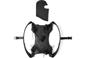 FMP 888 Sword Back Holster with Ninja Mask – Dual Black Leather Sword Holder for Cosplay, Ninja, Samurai, Deadpool & Anime Halloween Costumes – Adjustable PU Leather Straps, Fits Most Katanas & Toy Swords